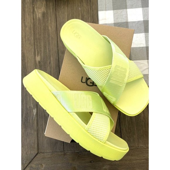 UGG EMILY MESH WOMEN’S SLIDES SANDALS 1119491 POLLEN YELLOW/ AUTHENTIC - Picture 7 of 12